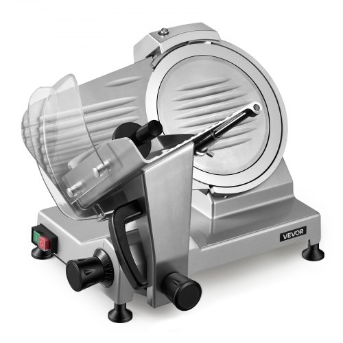 

VEVOR Trancheuse Électrique 240 W, Trancheuse à Jambon avec Épaisseur de Coupe Réglable 0-12 mm, pour Saucisson Pain Fromage Viande Charcuterie, Lame en Acier au Carbone 250 mm et Affûteur Intégré
