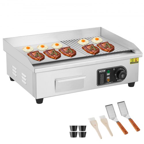 

VEVOR Plancha Électrique 3200 W, Plaque à Snacker Commerciale, Plaque de Cuisson avec Surface Antiadhésive Plate et Rainurée, Température Réglable 50-300 °C, pour Barbecue, Restaurant, Snack-Bar