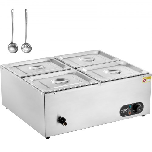 

VEVOR Chauffe-Plat Buffet Bain-Marie Électrique de Comptoir avec Bacs 4x7,6 L