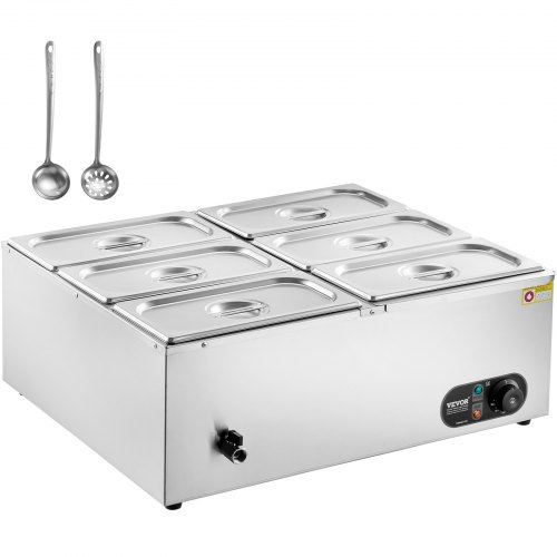 

VEVOR Chauffe-Plat Buffet Bain-Marie Électrique de Comptoir 6 Bacs de 4,7 L