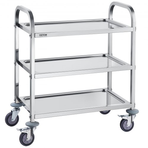 

VEVOR Chariot de Laboratoire à 3 Étages Chariot à Service Médical 74x39,6x86 cm Desserte en Acier Inoxydable Charge 181 kg Déplacement Silencieux pour Rangement Clinique Cuisine Hôtel Salon de Beauté