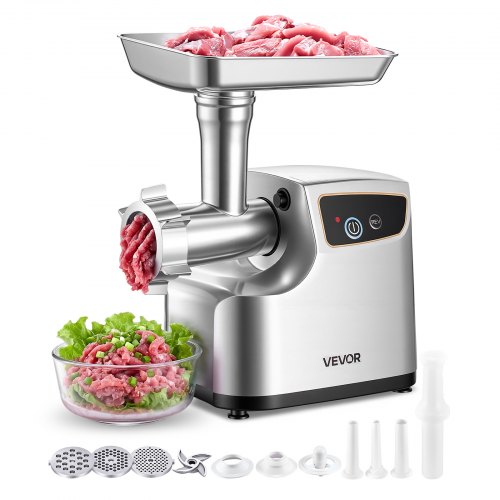 

VEVOR Hachoir à Viande Électrique, Machine à Hacher la Viande 2,3 kg/min, pour Steak Haché Tartare Farce Saucisses Cuisine Maison, 700 W, avec 3 Plaques de Hachage, 3 Entonnoirs et Kit à Kébbé