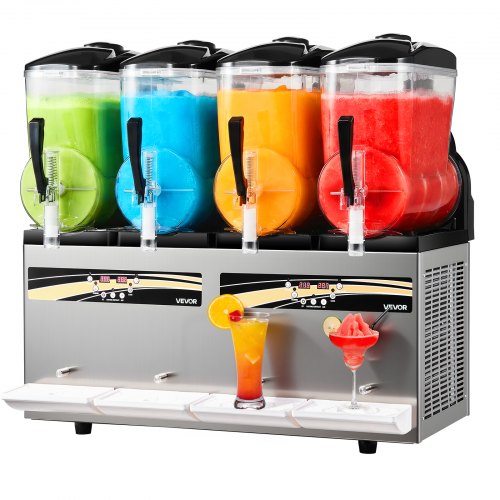 

VEVOR Machine à Granité 4x12 L, Machine à Boissons Glacées Autonettoyante, pour Granitas Margarita Milk-shake Restaurant Café Bar Maison, Distributeur de Boissons Frappées avec 5 Programmes Prédéfinis