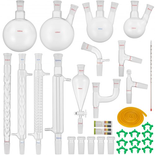 

Laboratoire Essentiel Distillateur D'huile Chimie Organique Ensemble Verrerie Ensemble Complet Entonnoir De Séparation Joint 24/40 32PCS