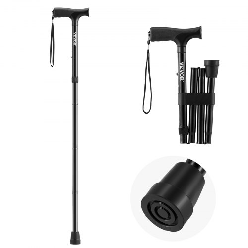 

VEVOR Canne de Marche Pliable Réglable en Hauteur 5 Niveaux avec Embout Antidérapant, Aide à la Marche Légère Portable Aluminium, Capacité Charge 100 kg, pour Personnes Âgées, Adultes, Hommes, Femmes