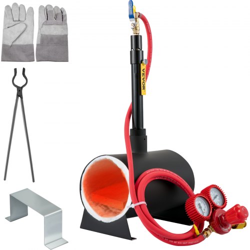 VEVOR Forge à Gaz Propane 9 L Four de Fusion Portable, Forge Ouverte Ovale avec 1 Brûleur, 76,8 kW·h