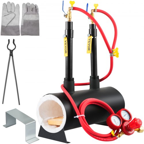VEVOR Forge à Gaz Propane 14 L Four de Fusion Portable, Forge Ovale avec 2 Brûleurs 3 Tuyaux de Gaz,