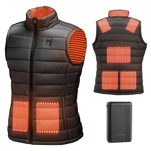 

VEVOR Gilet chauffant pour homme avec batterie 16000 mAh et 8 zones de chauffage, veste chauffante électrique rechargeable à 3 niveaux, gilet d'hiver pour randonnée, camping, pêche, ski, taille XL