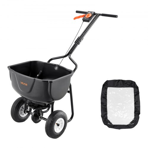 VEVOR Épandeur Engrais Capacité Charge 27,2 kg Épandeur à Semence Largeur d'Épandage 0-3 m Semoir à Pousser pour Graines, Semer Jardinage, Pelouse, Gazon, avec Roues Pneumatiques Tout-terrain 20 cm
