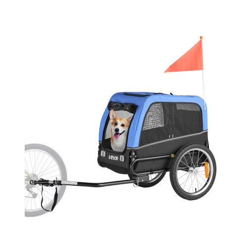 

VEVOR Remorque vélo pour chien, charge 30 kg, porte animaux de compagnie de vélos, cadre pliable facile avec roue à dégagement rapide, coupleur de vélo universel, réflecteur, drapeau, laisse interne