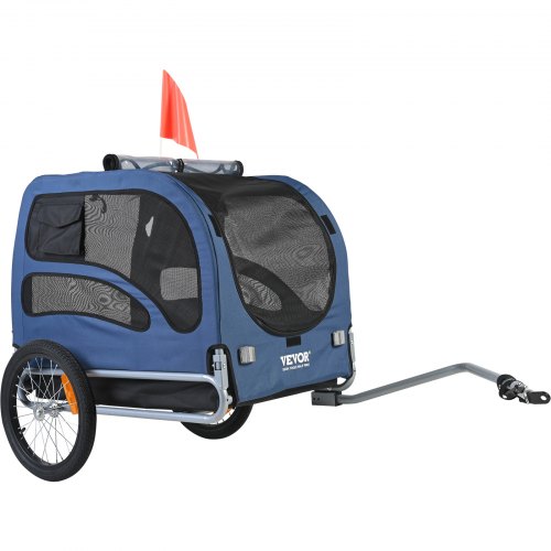 

VEVOR Remorque de Vélo Chien Pliable Charge 45 kg Porte Animaux de Compagnie de Vélo Cadre Facile à Plier avec Roues à Dégagement Rapide, Coupleur de Vélo Universel, Réflecteurs, Drapeau, Bleu/Noir