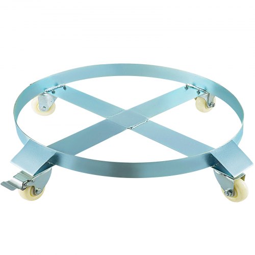 VEVOR Tambour Dolly Chariot à Tambour Robuste Universelles Dolly Drum en Acier au Carbone Table de Transfert avec Roulement de Roue roulettes Sangles Croisées Transporter (30 Gallons, 4 Roues)