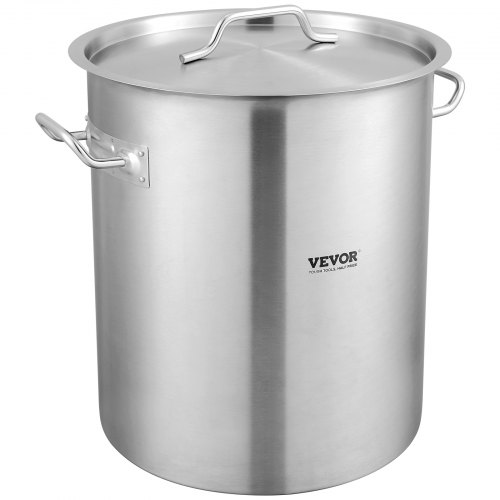 VEVOR Marmite Traiteur 39,7 L Faitout avec Couvercle Diamètre 35 cm Hauteur 41 cm Grand Pot en Acier