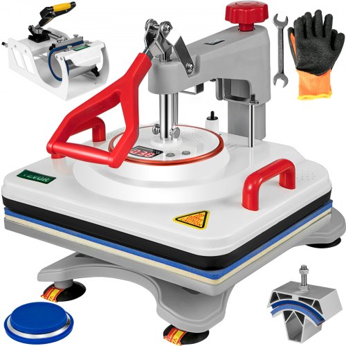 VEVOR Presse de la Chaleur 5 en 1 Blanc Presse Textile Machine De Sublimation De Transfert 38x30cm Affichage Numérique Amélioré Presse De La Chaleur pour le Chapeau de Tasse de T-shirt