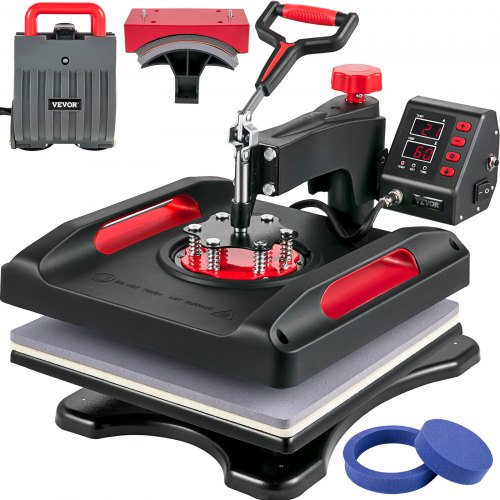 

VEVOR Presse à Chaud Combinée 5 en 1 Machine Impression Textile Imprimante Rouge 38x38 cm Machine de Sublimation 1000W Transfert de Chaleur Multifonctionnel pour T-shirt Casquette Chapeau Tasse Plaque