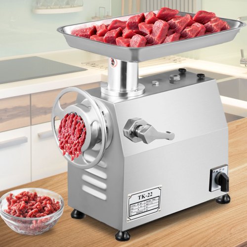 VEVOR TK-22 Hachoir à Viande 850 W Acier Inoxydable Broyeur à Viande Automatique 180r / min Trois Fo