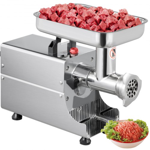 VEVOR TK-8 Hachoir à Viande Automatique 80 kg/h en Acier Inoxydable avec 2 Couteaux et 2 Disques Per
