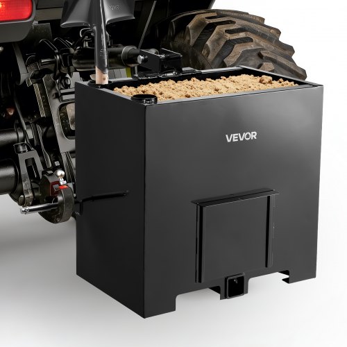 

VEVOR Boîte de Ballast pour Tracteur 3 Points Catégorie 1, Charge Max. 363 kg, Boîte de Lest pour Tracteur et Chargeur, Volume 0,14 m³, en Acier Q235, avec Récepteur 55 mm, Porte Coulissante, Noir