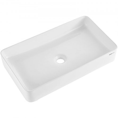 

VEVOR Lavabo rectangulaire, 609 x 351 mm, vasque à poser en céramique blanche au-dessus du comptoir, style moderne, lumineux et élégant, bien emballé pour salle de bain, hôtel, toilettes, camping-car
