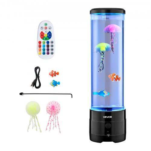 

VEVOR Lampe à Bulles à Poissons Méduses Flottants, 382 mm, 16 Effets de Lumières Changeantes de Couleur, Haut-parleur Bluetooth, Lampe Ambiance, pour Chambre à Coucher, Salon, Décoration Intérieure