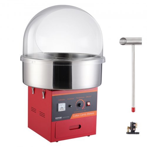 

VEVOR Machine à Barbe à Papa Électrique 1000 W, Appareil à Barbe à Papa Commercial avec Couvercle Rouge, Bol en Acier Inoxydable, Cuillère à Sucre, Tiroir, pour Faire Bonbons Fête Anniversaire