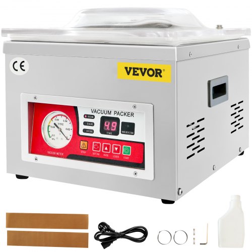 

VEVOR Machine à Vide Numérique Machine à Emballer sous Vide Emballage 6,5 cbm/h, Machine sous Vide Professionnel en Acier Inoxydable avec Chambre 33 x 27 x 5 cm pour Sceller Aliments Fruits Viandes