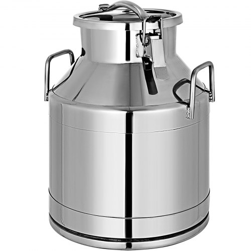 VEVOR Bidon à Lait INOX 20L Seau à Lait en Acier Inoxydable Épaisseur 1 mm Bidon Huile avec Couvercle Hermétique Récipient Pot à Lait Marmite 2 Boucles de Verrouillage Poignées Portables 190x320 mm