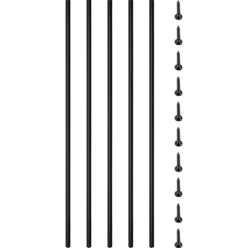 Vevor 16pcs Balustrade Terrasse Balcon Rampe Garde-corps Barre Fer 111,8x1,3 Cm