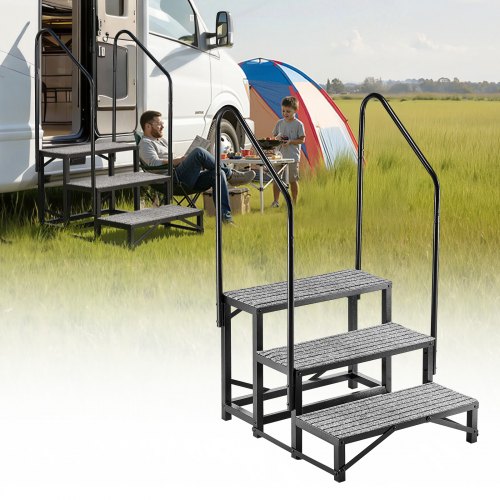 

VEVOR Escalier Mobile à 3 Marches, Marchepied avec 2 Rampes pour Caravane, avec Patins Antidérapants pour Personnes Âgées, Animaux Domestiques, Portable pour Spa, Camping-car, Piscine, Capacité 300 kg