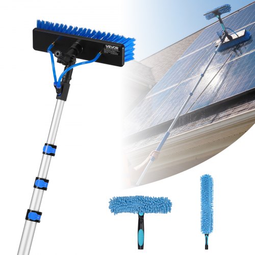 

VEVOR Kit Nettoyage pour Panneaux Solaires 6 m Brosse Télescopique Nettoyage à Passage Eau Perche Alliage Alu pour Panneaux Solaires sur Toit, avec Tête de Brosse Rotative 180°, Distributeur de Savon