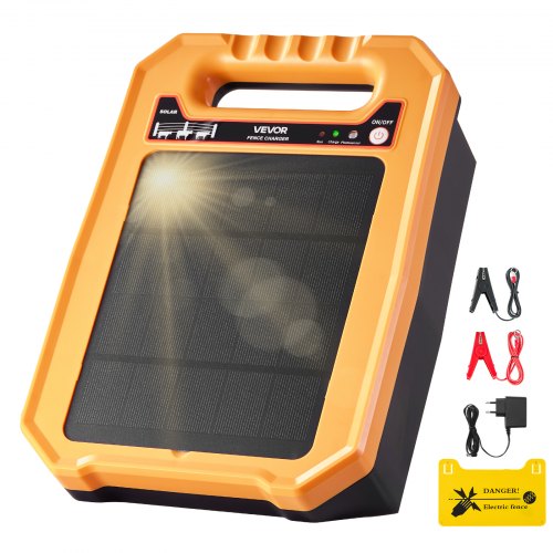 

VEVOR Chargeur de Clôture Électrique Solaire, 0,3 J, Électrificateur de Clôture Électrique, 8 kV, Portée 1-3 km, Autonomie 7 Jours, Résistant aux Intempéries, pour Empêcher Intrusion Animaux Sauvages