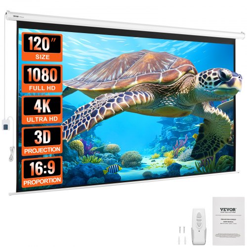 

VEVOR Écran de Projection Motorisé 120 pouces 16:9 HD 4K 1080 Toile de Projection Anti-Plis avec Télécommande Grand Angle de Vision Montage Mural Direct pour Vidéoprojecteurs Cinéma Maison Intérieur