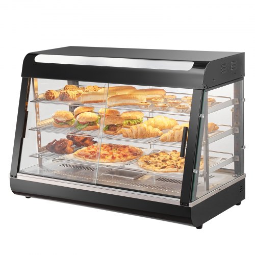 

VEVOR Vitrine Chauffante Commerciale 3 Niveaux, Présentoir à Chaud 1500 W avec Lumière, Étagère Réglable et Affichage de la Température, Chauffage à Vapeur 30-85 ℃, 130 L, pour Hamburger, Pizza, Pain