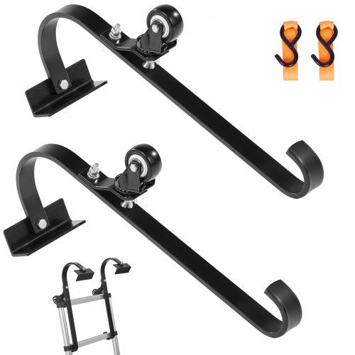 

VEVOR Crochet pour échelle de toit, lot de 2, stabilisateur d'échelle en acier avec roue fixe et barre pivotante, pour prévention des dommages, capacité charge 272,2 kg, extension pour toits raides