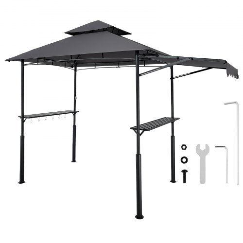 

VEVOR Gazebo de Barbecue, 243x150 cm, Tonnelle de BBQ Extérieur avec Auvent, Toit à 2 Niveaux, Abri de Barbecue Patio Acier Thermolaqué, pour Grillades, Fêtes, Pique-niques, Jardin, Terrasse, Patio