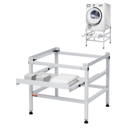 

VEVOR Socle Machine à Laver 640x635 cm Support Lave-Linge avec Plateau, Charge 136 kg, Base Piédestal de Laveuse 4 Pieds Réglables, Acier Carbone, pour Buanderie Faciliter Drainage Soulever Sécheuse