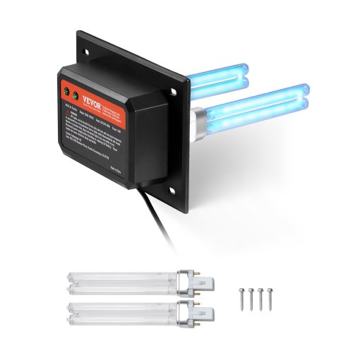 

VEVOR Purificateur d'Air Conduit CVC Maison 18 W Épurateur d'Air de Conduit de Climatisation, Longueur Onde 254 nm, Lumière UV UVC, avec 2 Ampoules UV 145 mm, Purification Puissante, pour Climatiseur