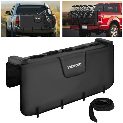 

VEVOR Coussin de Protection de Hayon Taille 137x20x50 cm Coussin de Hayon en PVC et Finette Housse de Protection pour Hayon de Camion 5 Sangles de Fixation Poche à Outils Transport 5 Vélos Pick-Up VTT