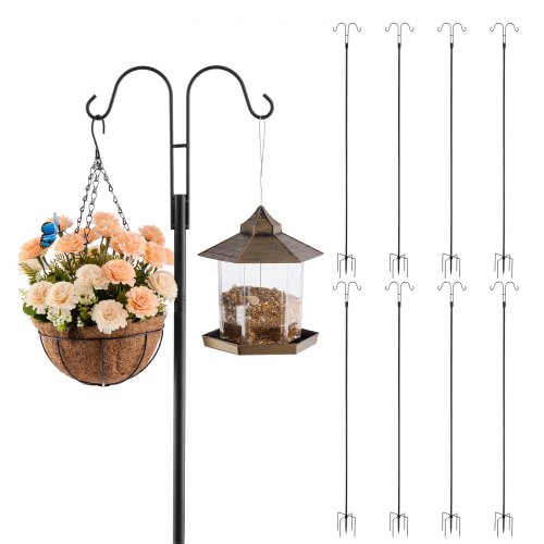 

VEVOR Crochet de Berger pour Mangeoire à Oiseaux, 2730 mm, Poteau pour Mangeoires à Oiseaux, Lot de 8, Épaisseur 19 mm, Support pour Jardin Suspendre Paniers à Plantes, Lanternes, Carillons Éoliens