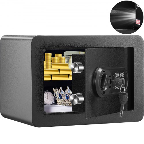 

VEVOR Coffre-Fort Numérique 14 L 350 x 250 x 250 mm Coffre-Fort de Sécurité 2 Types de Déverrouillage Mot de Passe et Clés Structure en Acier Anti-Effraction Antivol avec Alarme Argent Bijoux Domicile