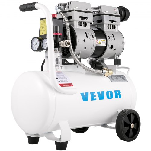 VEVOR Compresseur d’Air Sans Huile 25 L, Compresseur d'Air Horizontal à Faible Bruit, Moteur en cuiv