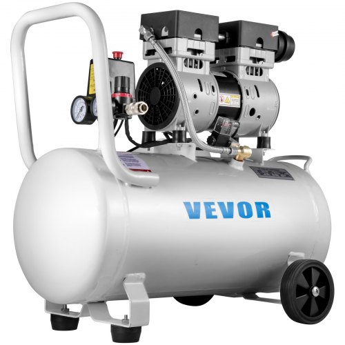 VEVOR Compresseur d'air Silencieux Sans Huile 50L, Compresseur à Air Horizontal Ultra Silencieux Moteur en Cuivre, pour la Réparation à Domicile/le Gonflage des Pneus Nettoyage du Chauffage au Sol