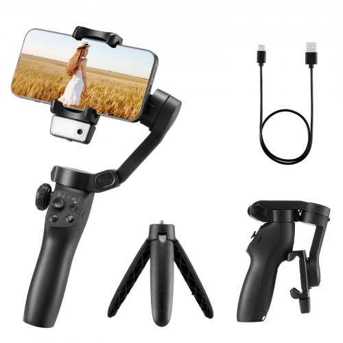 

VEVOR Stabilisateur pour Smartphone à Cardan, Stabilisateur pour Téléphone Intelligent Portable 3 Axes, avec Suivi IA, Éclairage Appoint, Contrôle Gestuel sans Contact, pour Enregistrement Vidéo, Vlog