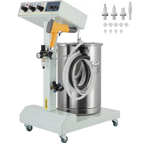 VEVOR Machine de Revêtement de Poudre de Pulvérisation 220V 40W, Système de Pulvérisation de Pistolet Séparateur huile-eau Roue Push-pull Portable