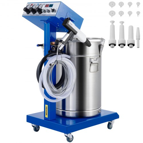 VEVOR Pistolet à Peinture Poudre 220V 50W Pistolet de Pulvérisation Machine de Revêtement de Poudre de Pulvérisation Système de Pulvérisation de Pistolet Séparateur huile-Eau Roue Push-Pull
