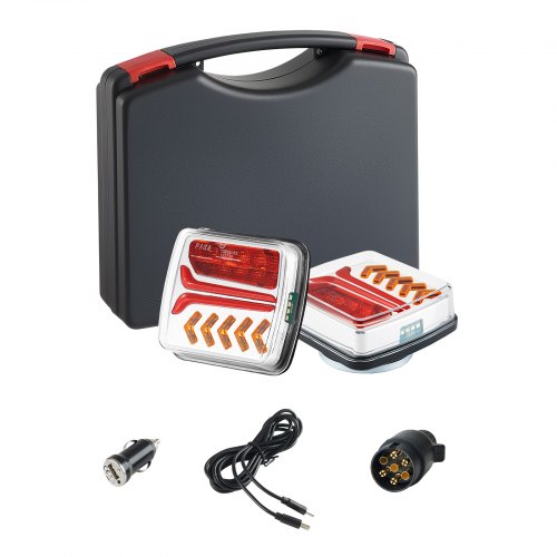 

VEVOR Feux de Remorque Magnétiques LED 2PCs, Feux Arrière/Stop/Clignotant/ de Plaque d'Immatriculation/de Recul, Kit d'Éclairage de Remorque Étanche 12 V sans Fil, pour Bateau, Camion, Camping-car