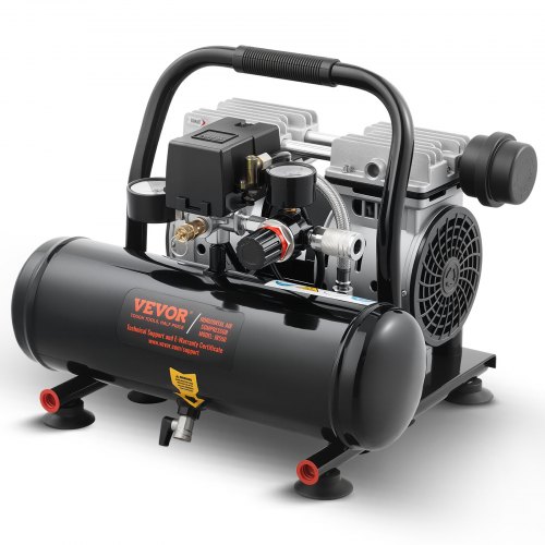 

VEVOR Compresseur d'Air sans Huile, Réservoir Acier 4 L, 635 W, 1,5 CFM, 7 bar, Pression Max 120 PSI, Compresseur Silencieux Portable pour Réparation Automobile, Gonflage Pneus, Peinture au Pistolet