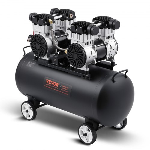 

VEVOR Compresseur d'Air sans Huile, Réservoir Acier 75 L, 2,65 kW, 14,6 CFM 90 PSI, Pression Max 125 PSI, Compresseur Silencieux Portable pour Réparation Automobile, Gonflage Pneus, Peinture Pistolet