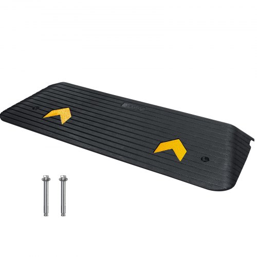 VEVOR Rampe de Seuil Hauteur 3,8 cm Rampe Trottoir en Caoutchouc avec 1 Canal Capacité Charge 15 ton