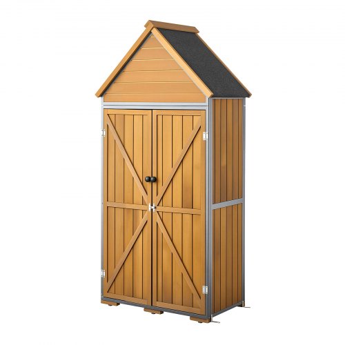 VEVOR Armoire Jardin en Bois et Métal 112x170 cm Meuble Rangement